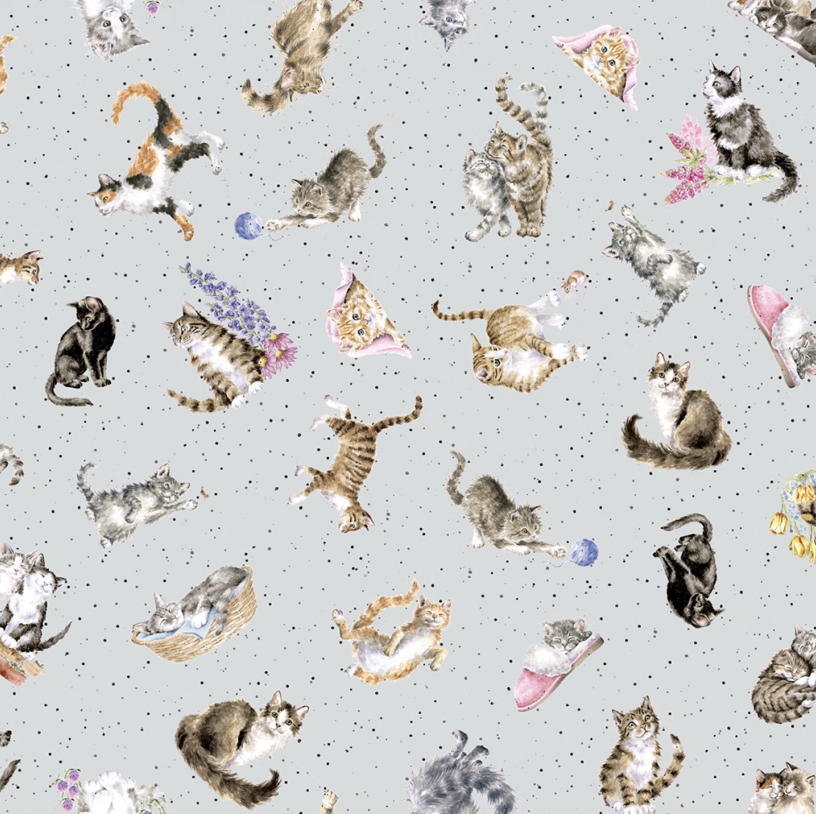 Stoff von Hannah Dale mit Katzen