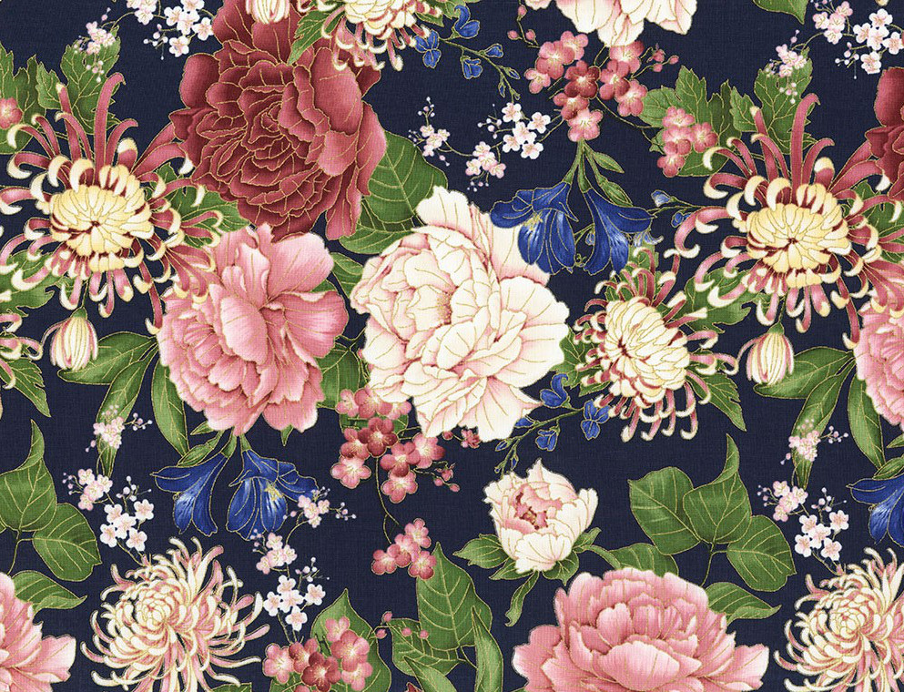 Sakura Navy / Reststück 1,10 x 1,10 m