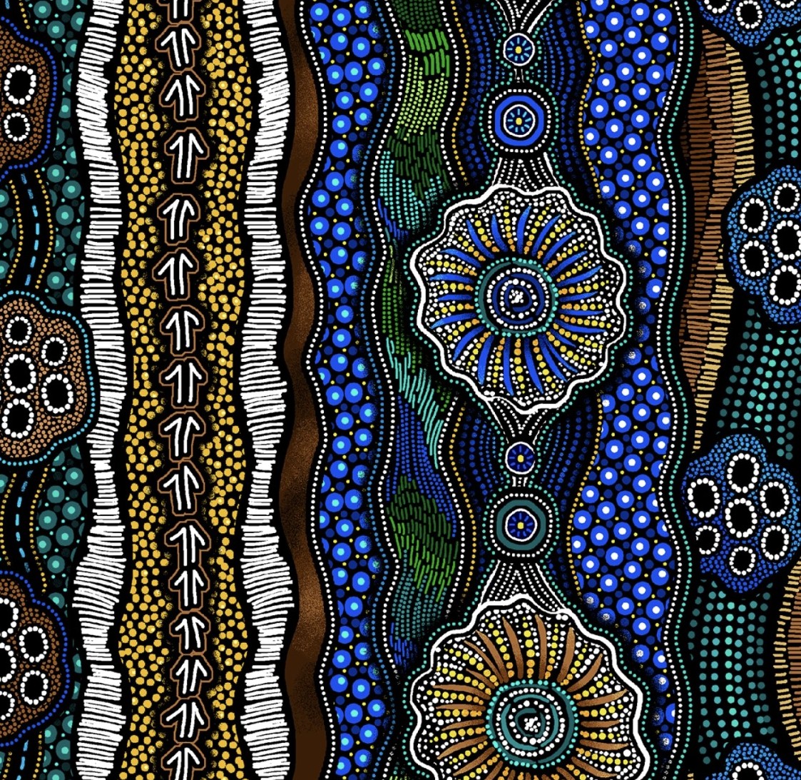 Beiames Spirit / Ethno Muster in Blau