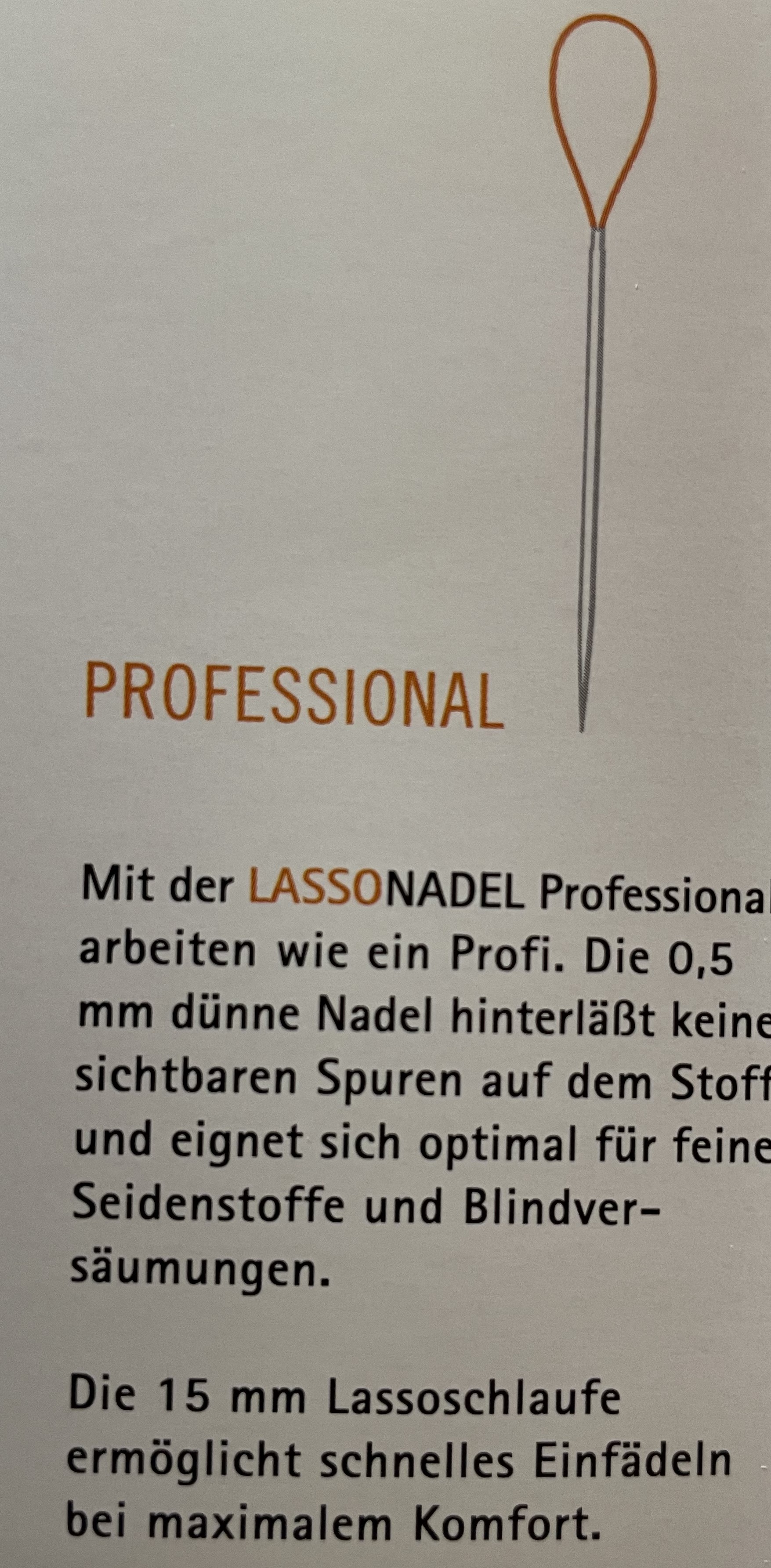 Lasso Nadel Professional 0,5 mm mit 15 mm Schlaufe
