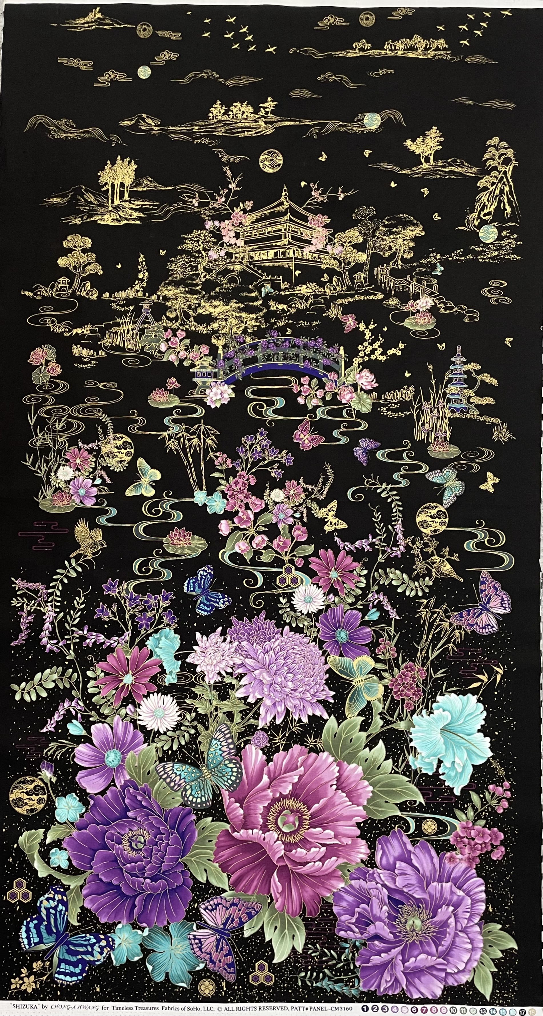 Panel mit Japanischen Blumen und Motiven