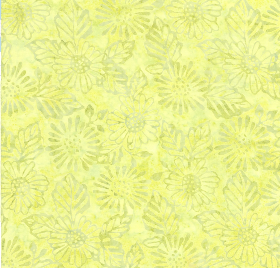 Tonga Batik in Gelb-Grün mit  Blumen Muster