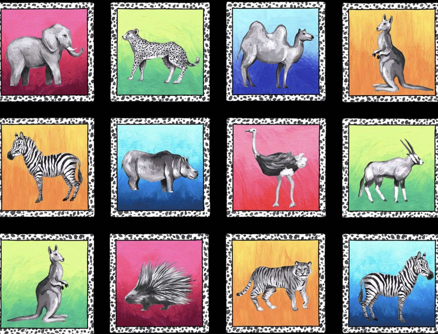 Panel mit Tiermotivem, Exotische Tiere