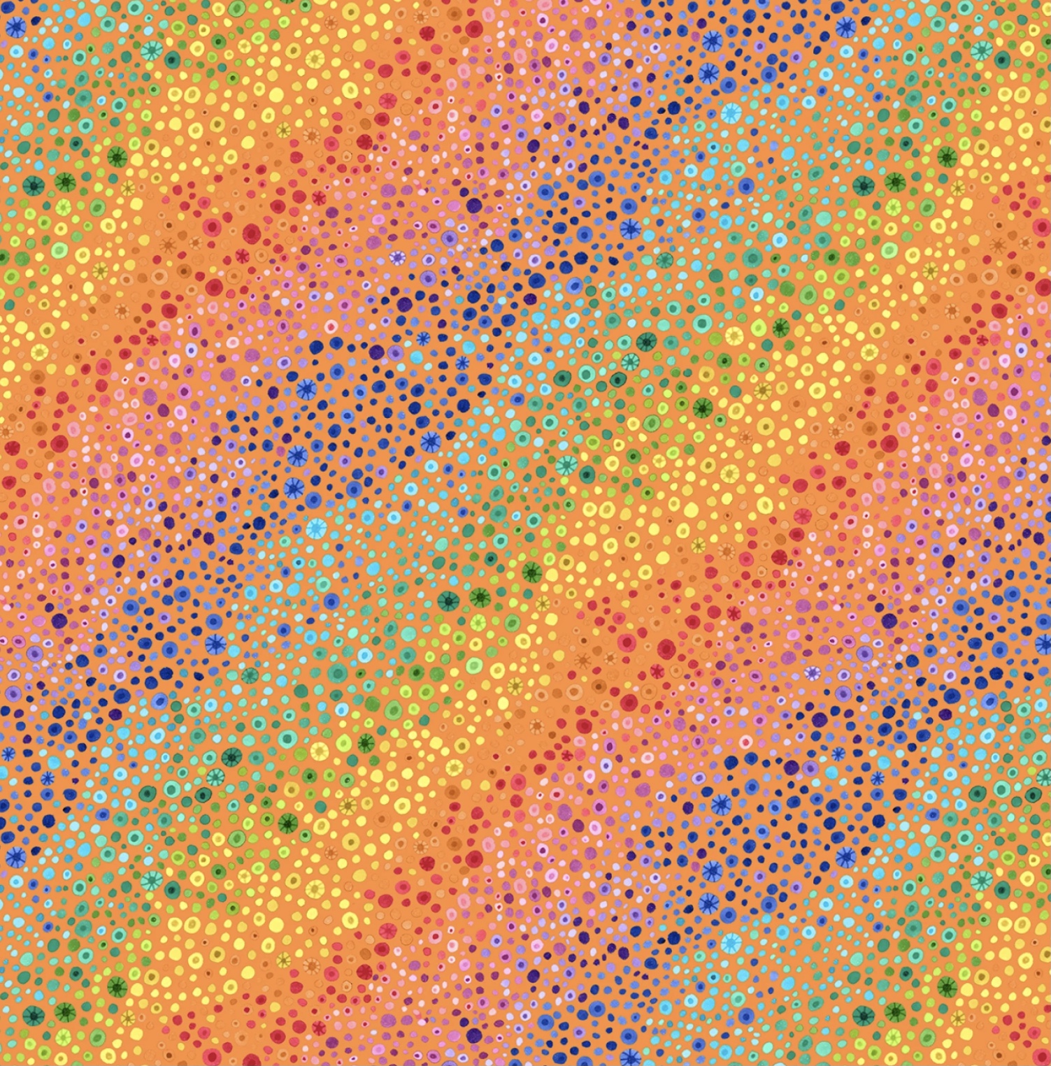 Bunte Punkte-Orange / Reststück 50 x 110 cm