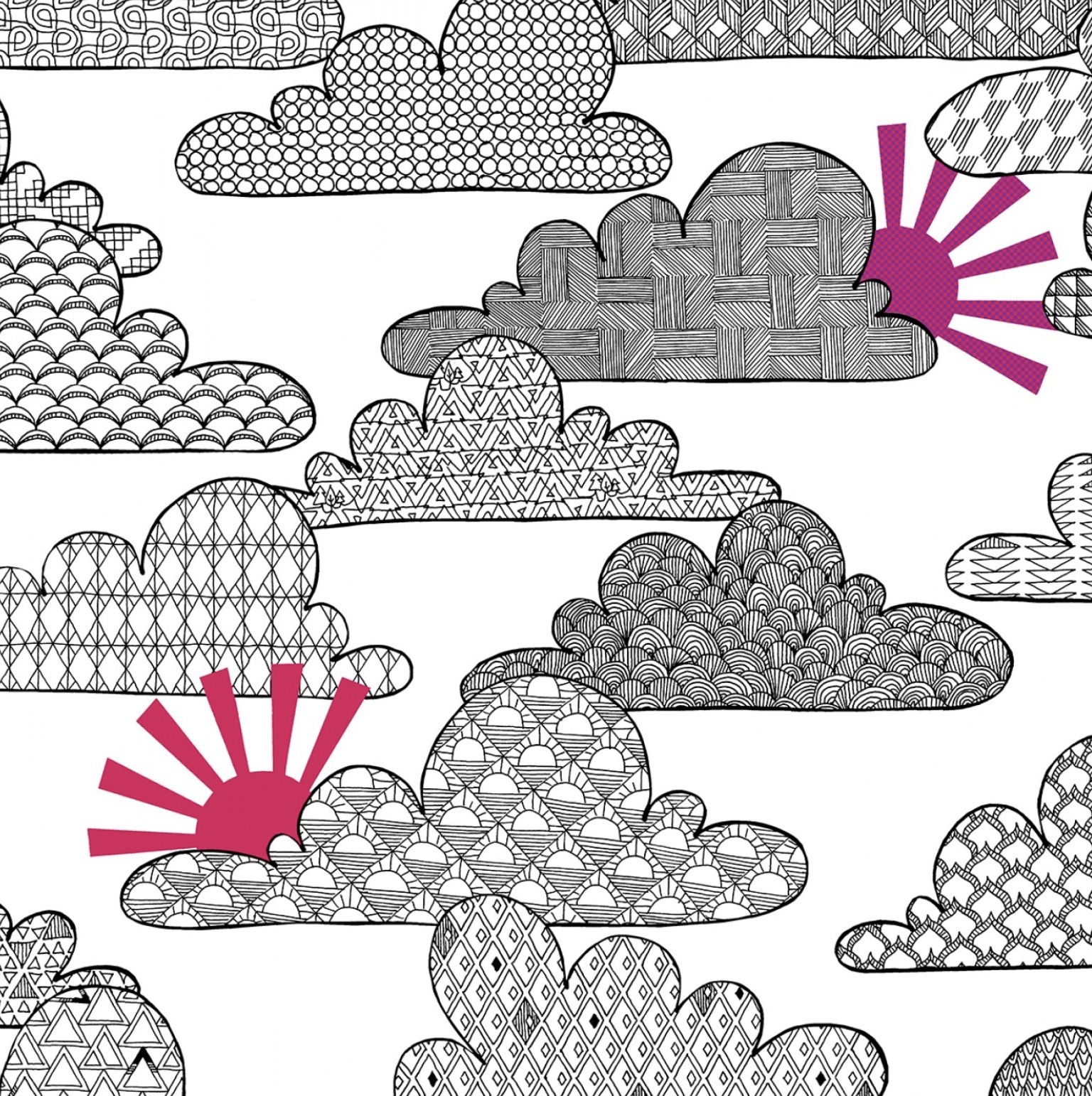 Rückseitenstoff/ Patchworkstoff mit Wolken von Windam Fabrics