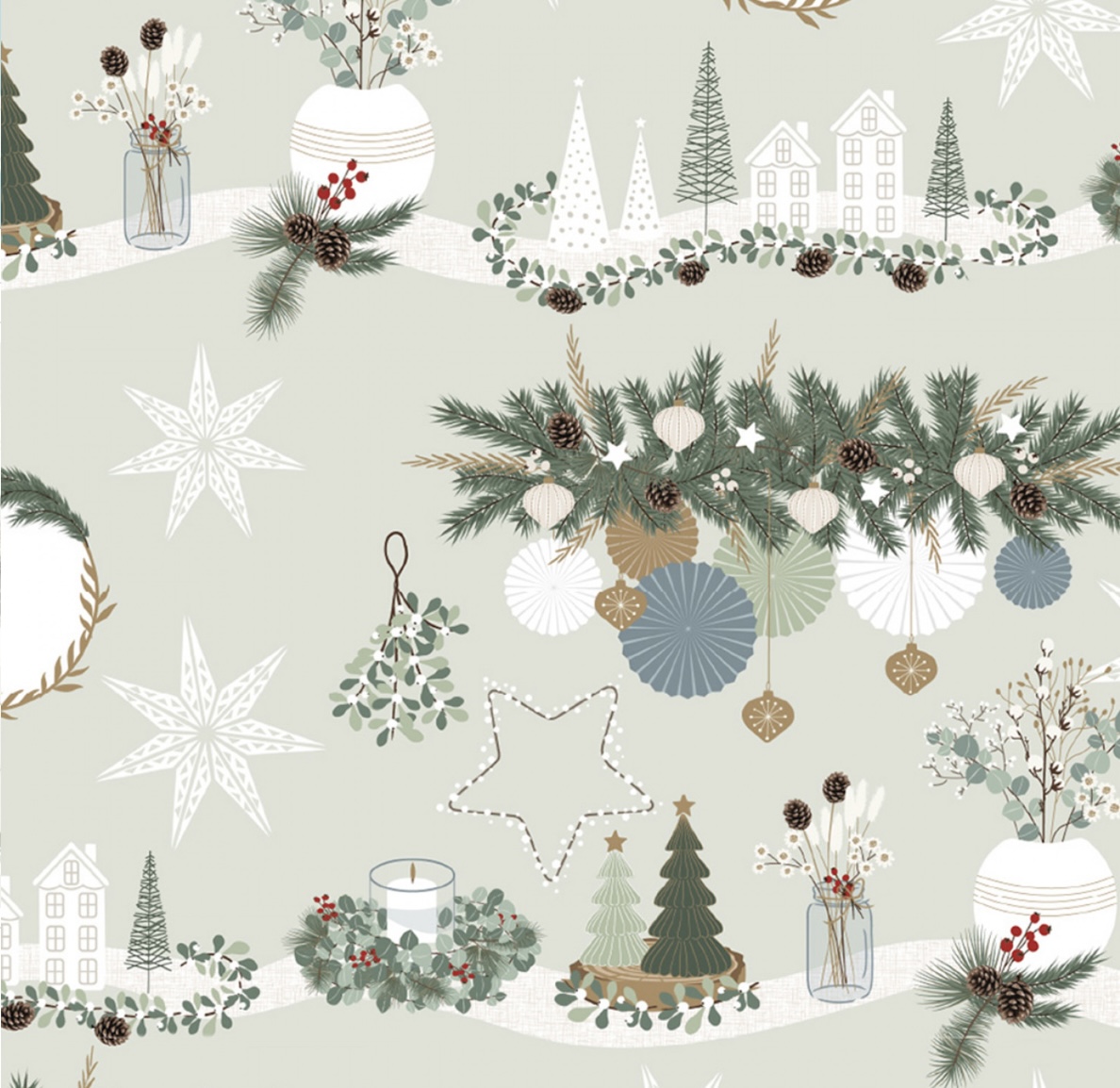 Stoff mit WEihnachtsmotiven