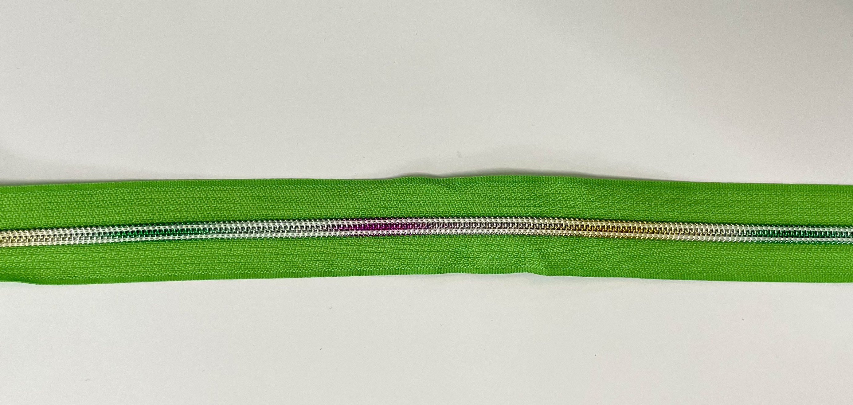 Endlosreißverschluß 5mm in Grün / Multicolor