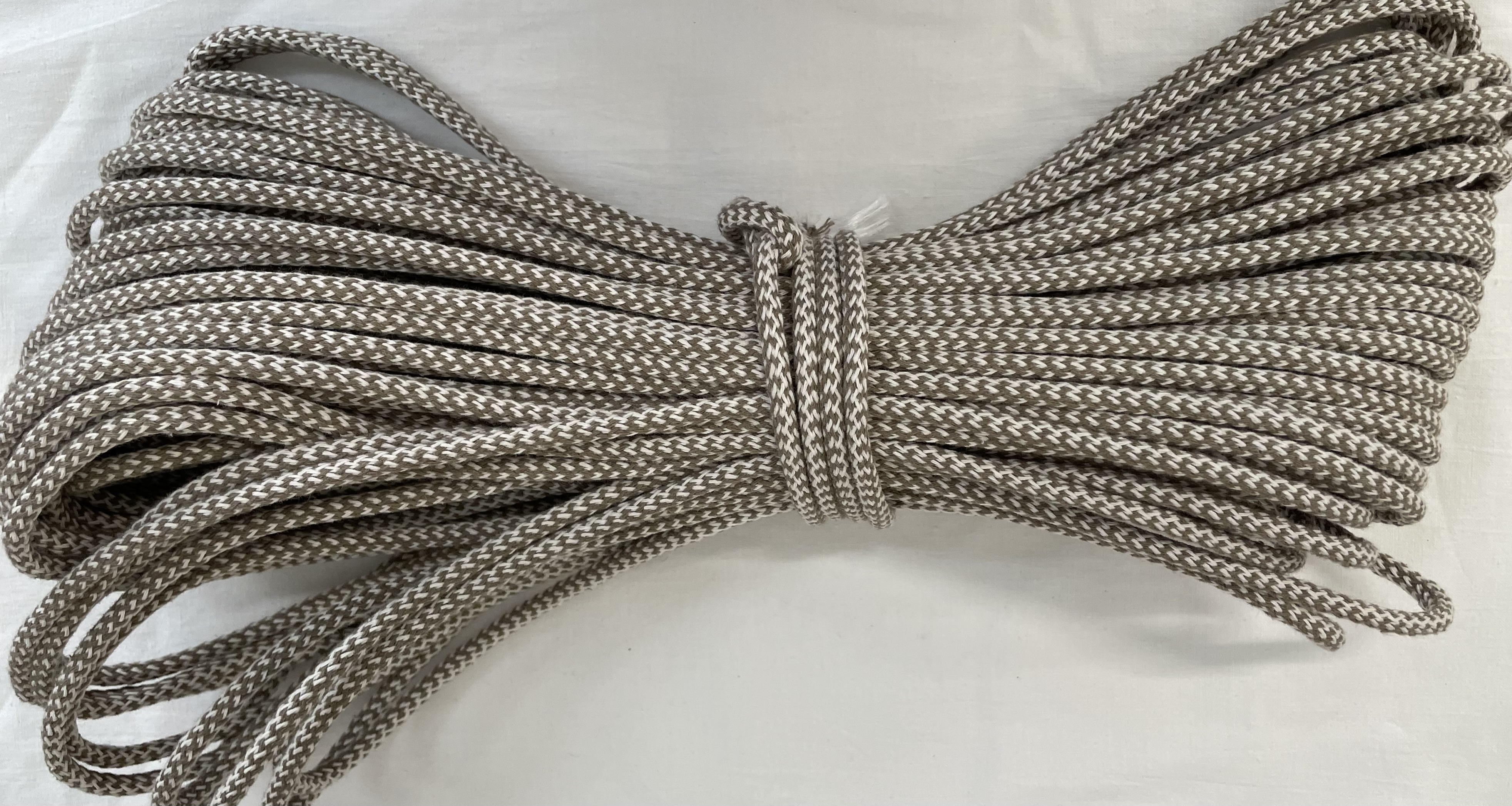 Kordel 022-Meliert/Taupe und Weiß