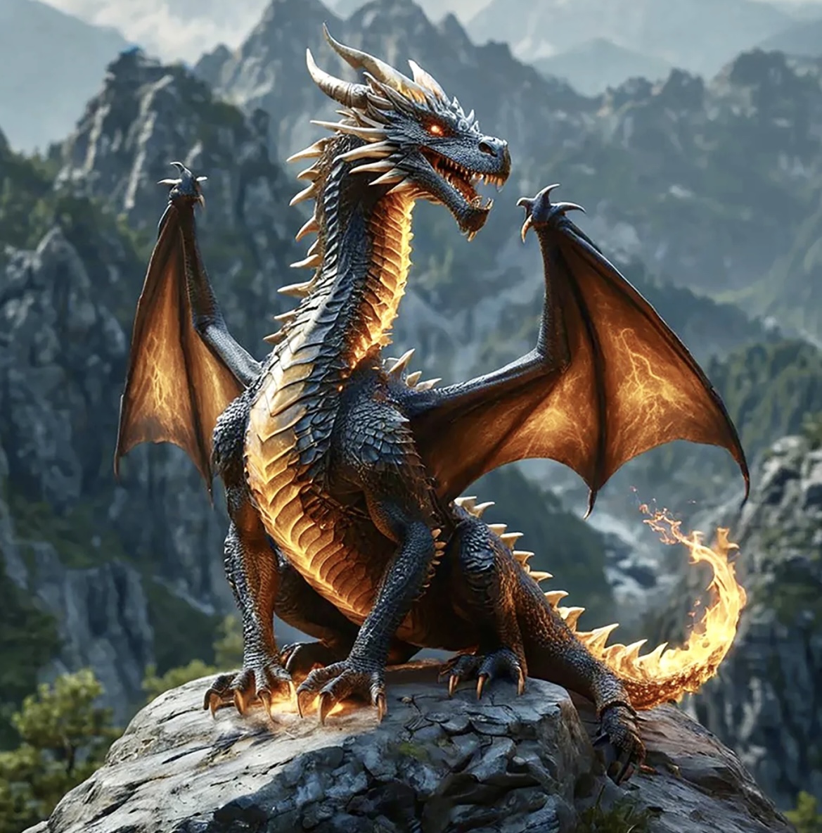 Dragon Panel 13,5 x 13,5 inch / Drache