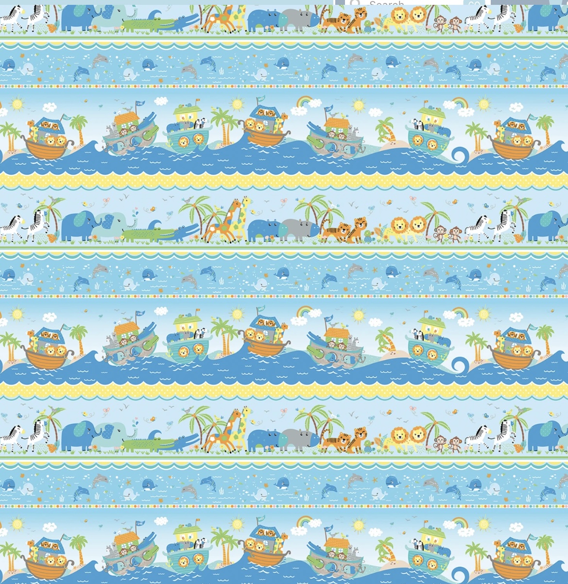 Bordürenstoff mit Tiermotiven aus der Nohas Arche, Kinderstoffe