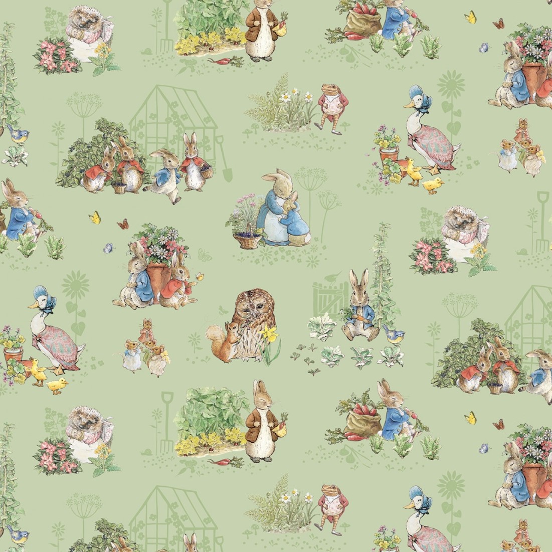 Peter  Rabbit and Friends, Patchworkstoff aus der Serie Patar Rabbit von Beatrix Potter