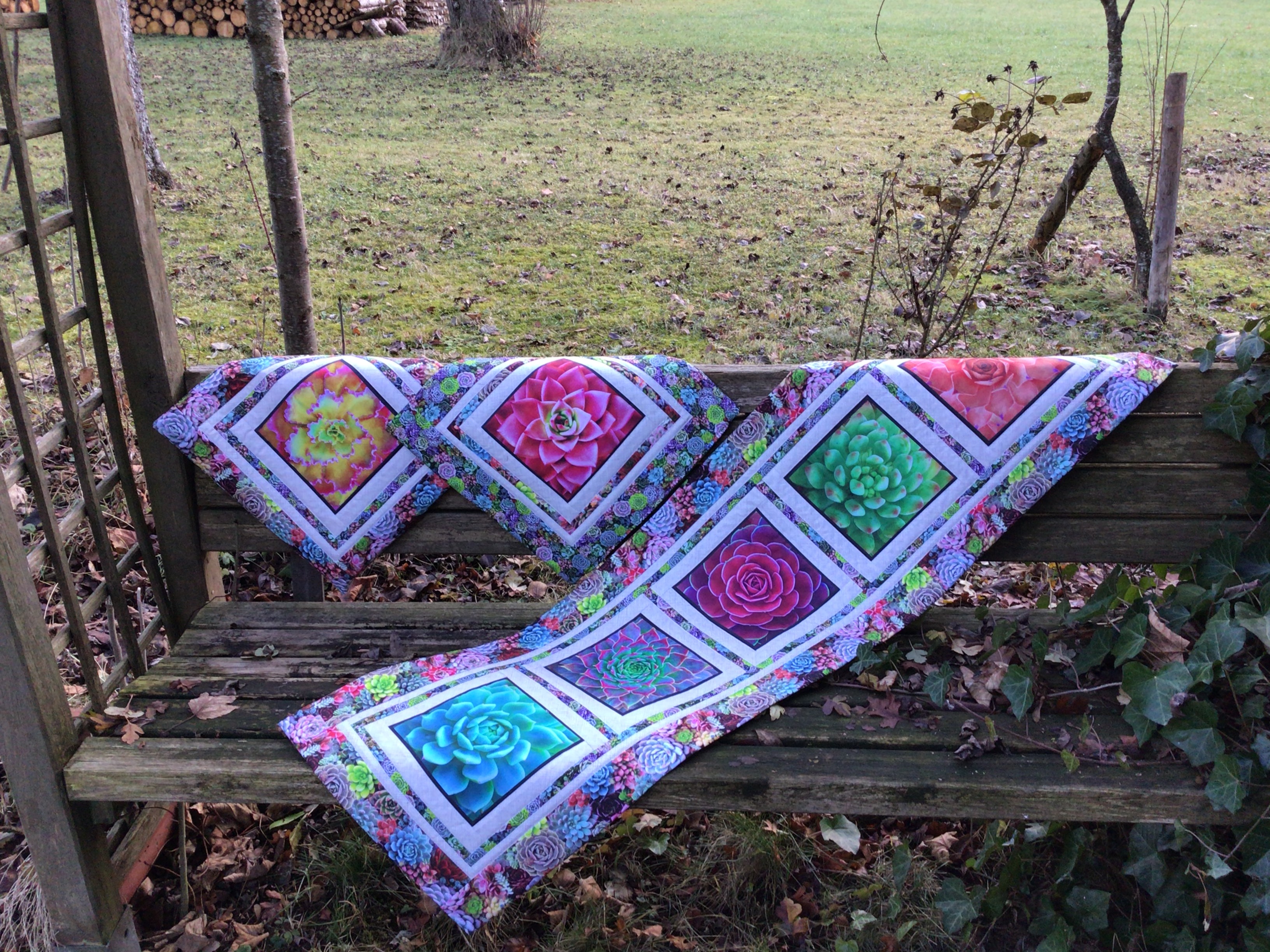 Sukkulenten Stoff, Stoff mit Kaktus, Tischläufer zum Nachnähen