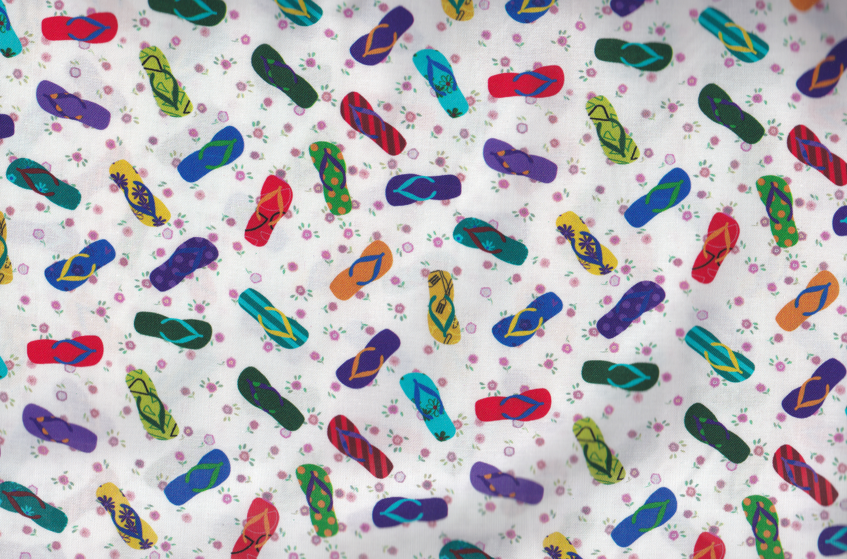 Stoff mit bunten Flip Flops