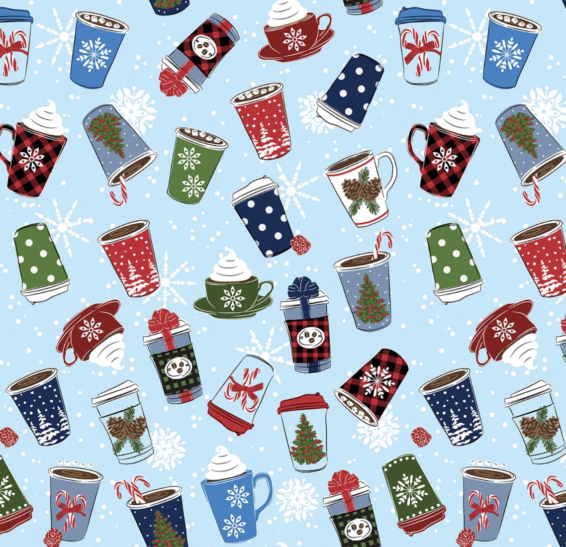 Stoff mit Weihnachtsmotiven