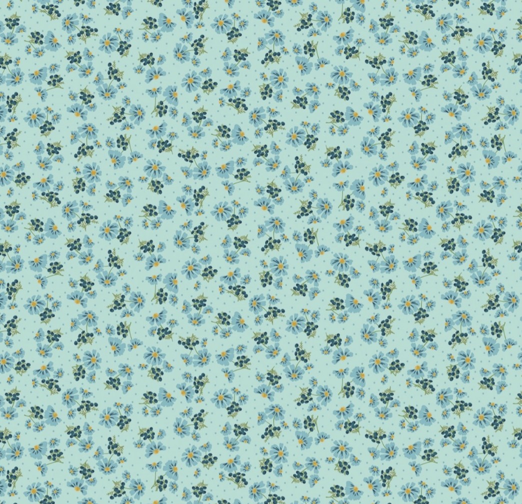 Stoff in Blau mit kleinen Blümchen