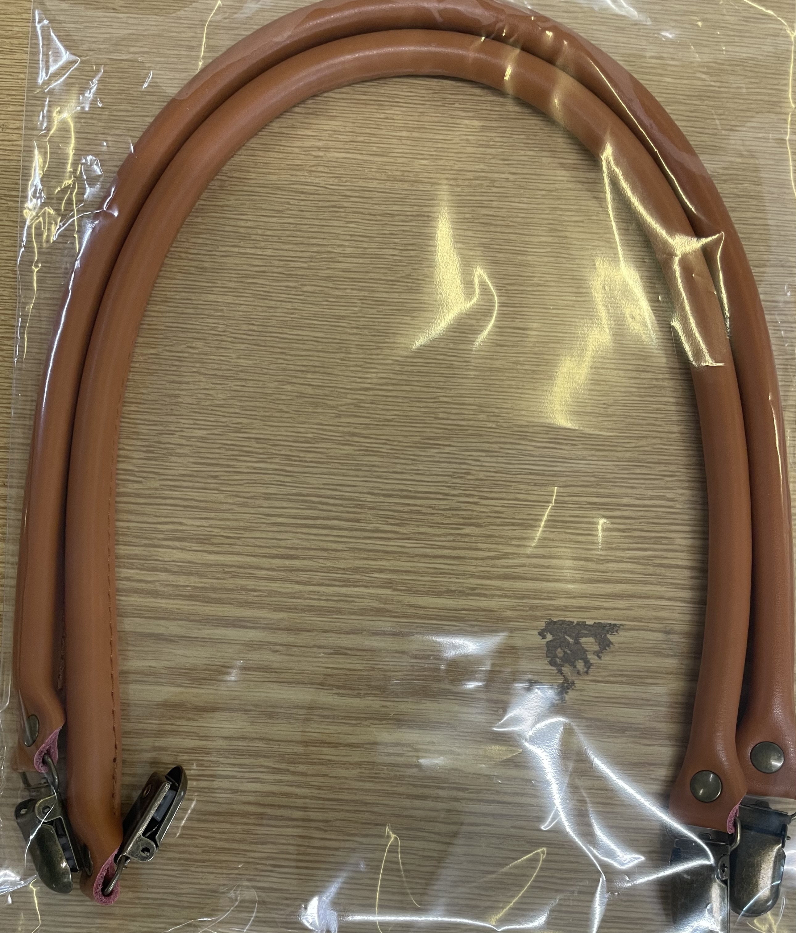 Taschengriffe mit Clips Hellbraun/ Leder