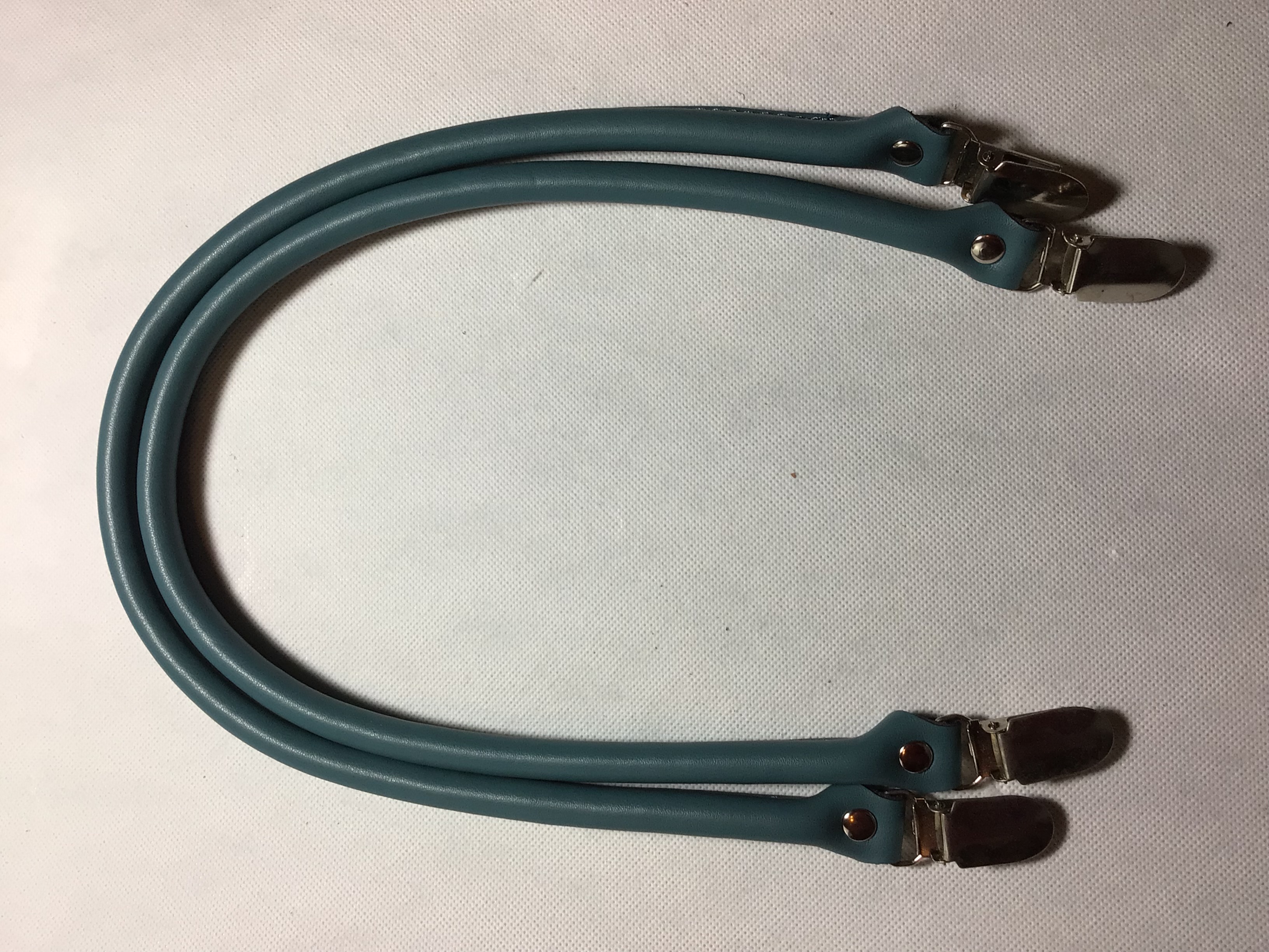 Taschengriffe aus Leder mit Clips in Petrol