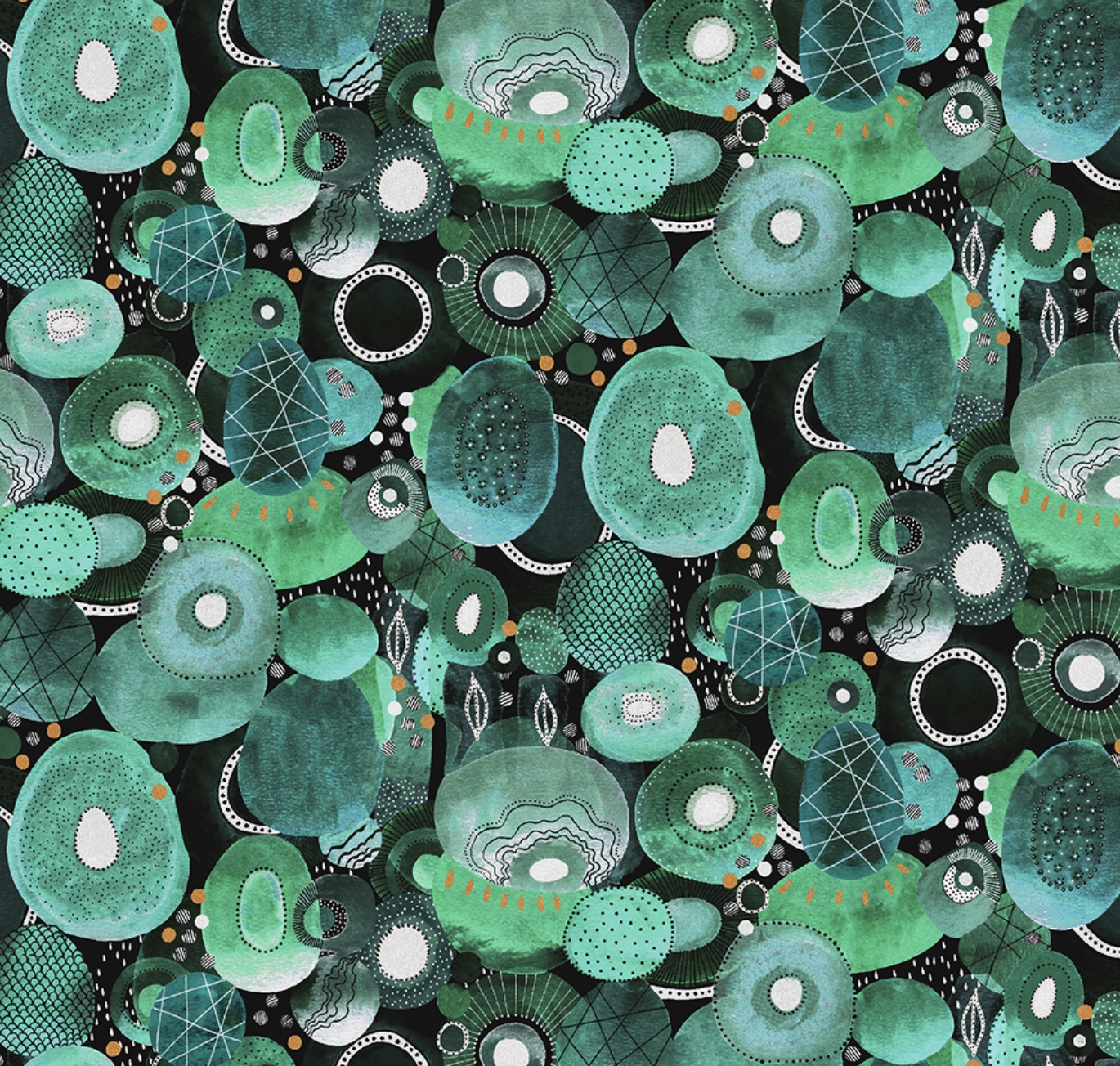 Stoff in Jade-Petrol aus der Serie Ebb & Flow von Essoldo Design