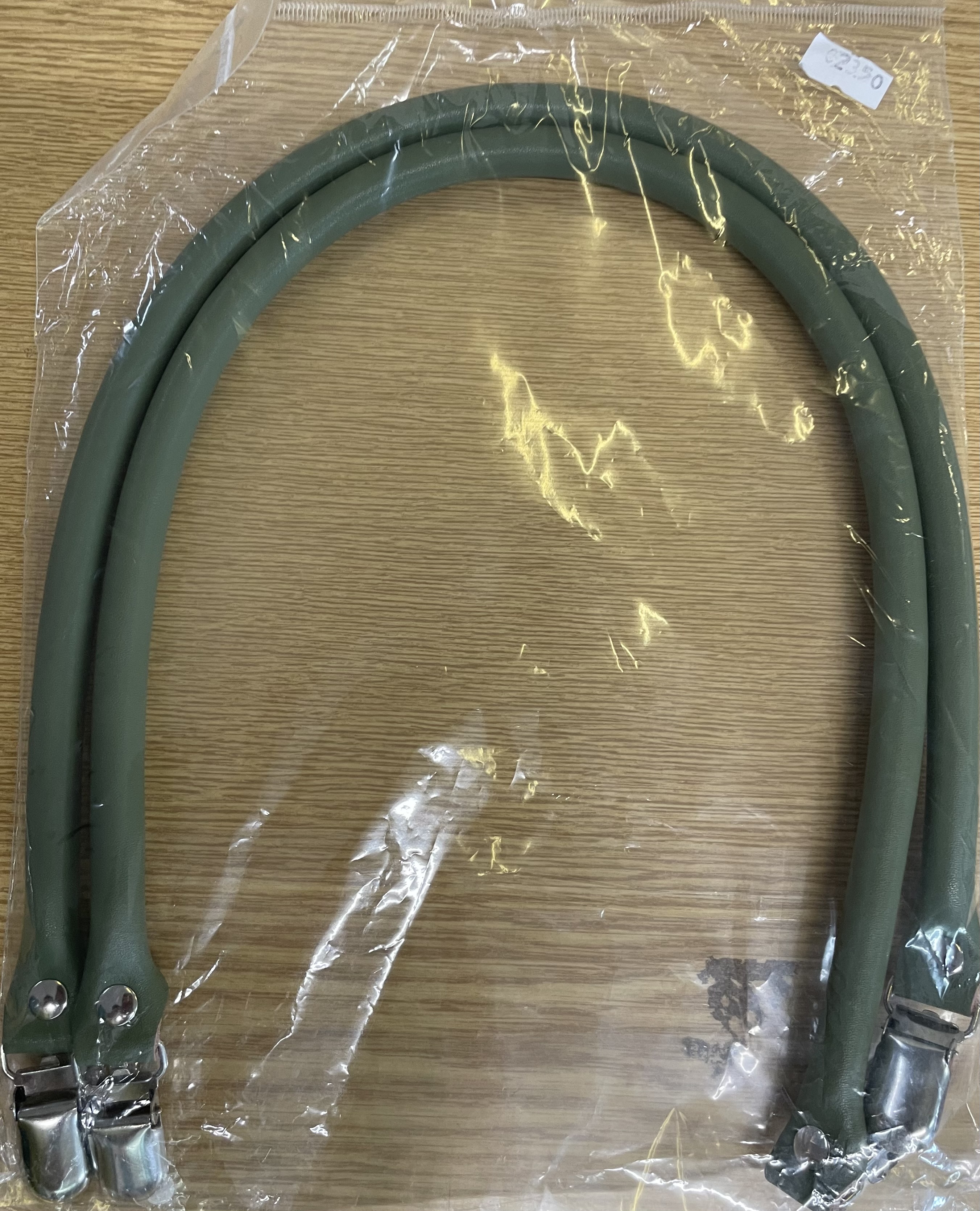 Taschengriffe mit Clips Olivegrün/ Leder