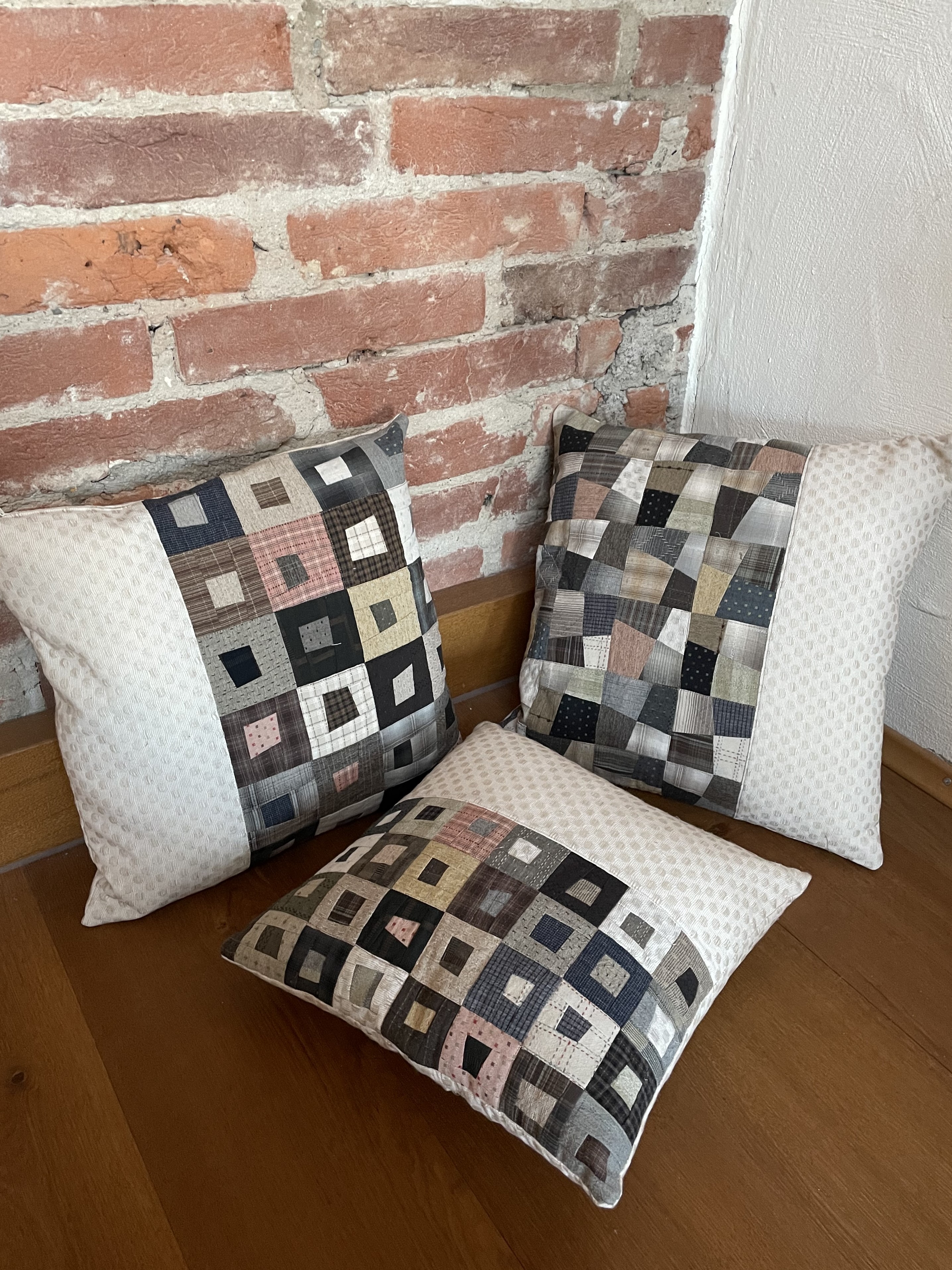 Kissen aus Japanischen gewebten Stoffen -Materialpackung " Japanische Quadrate"