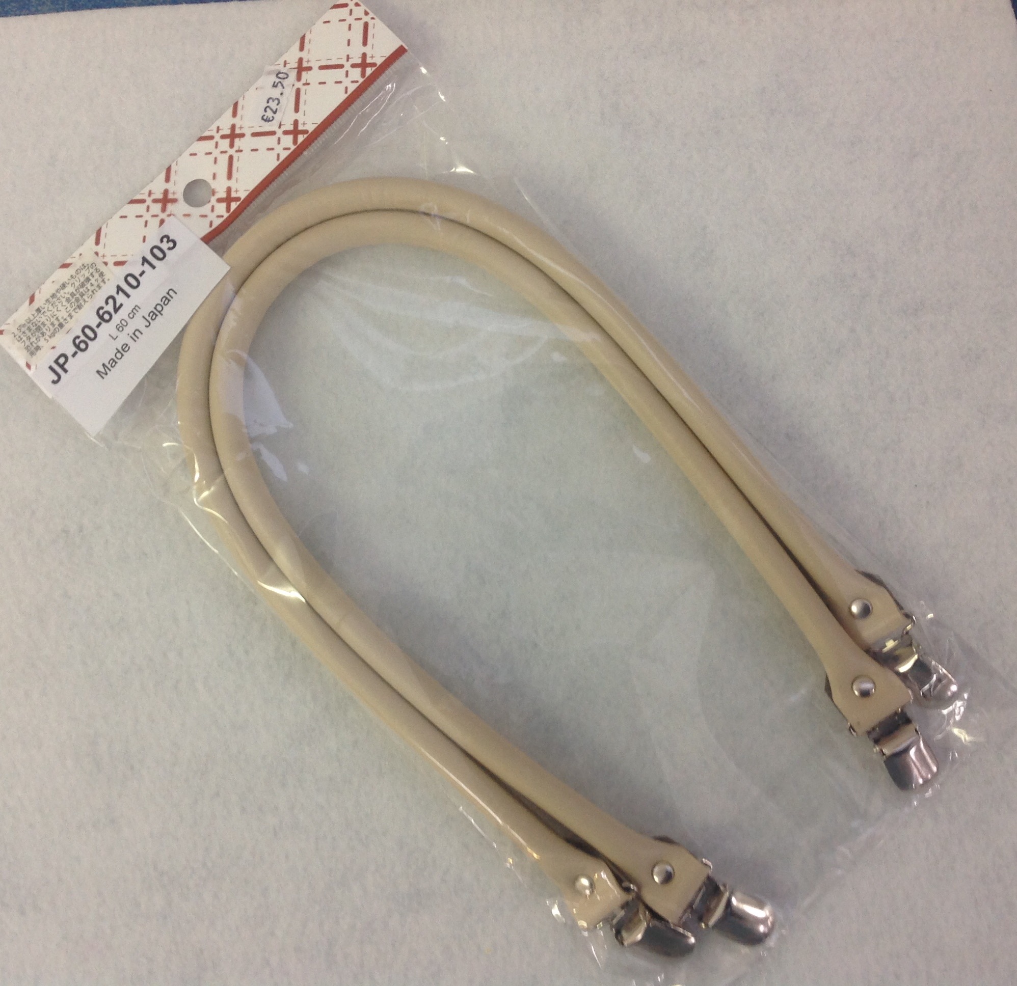 Taschengriffe mit Clips Ecru/ Kunstleder / Letzter