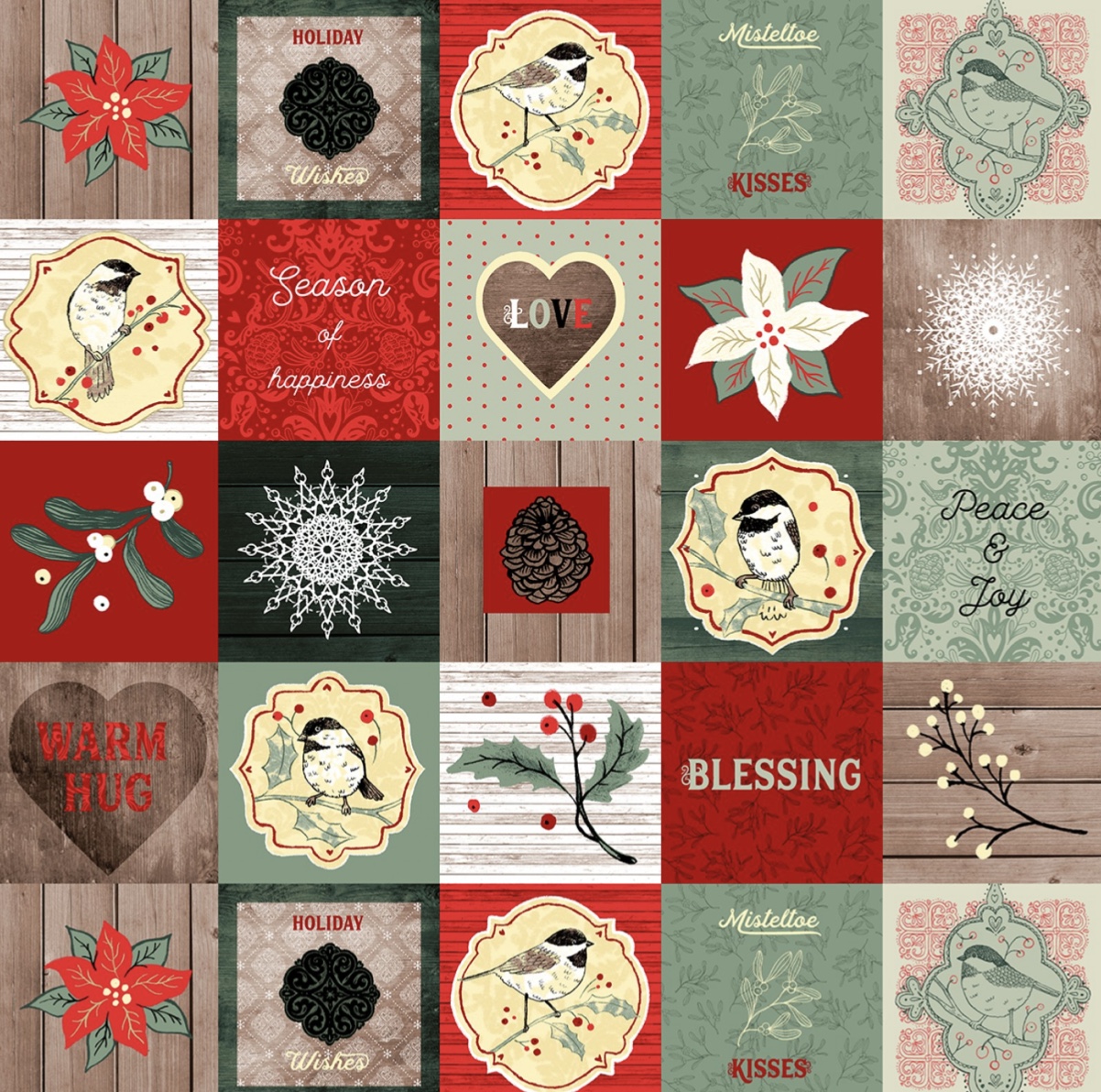 Stoffpanel mit Weihnachtsmotiven