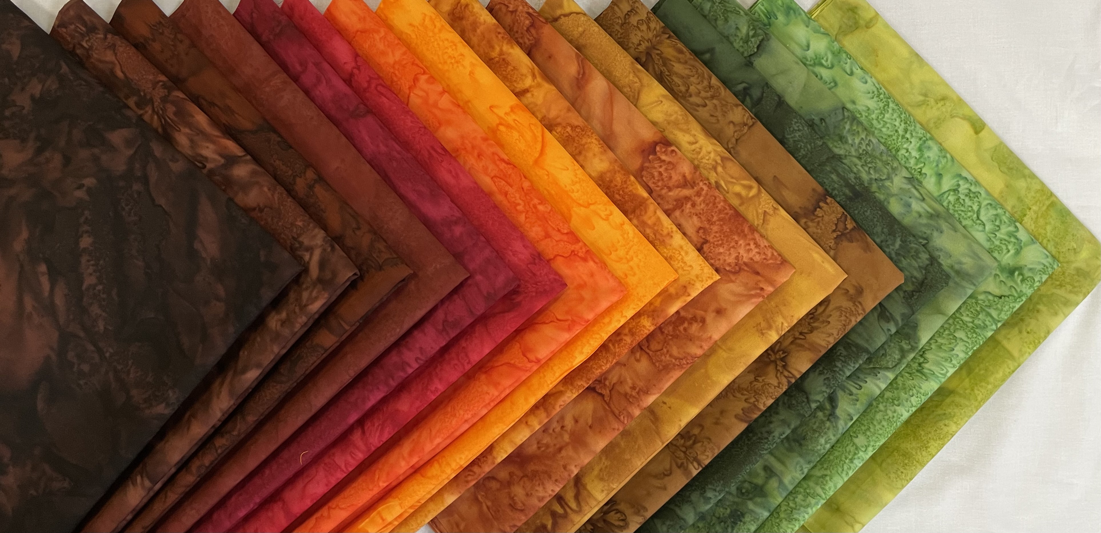 Batik Stoffe in waremen, herbstlichen Farben. FQ Päckchen Batik "Erde"