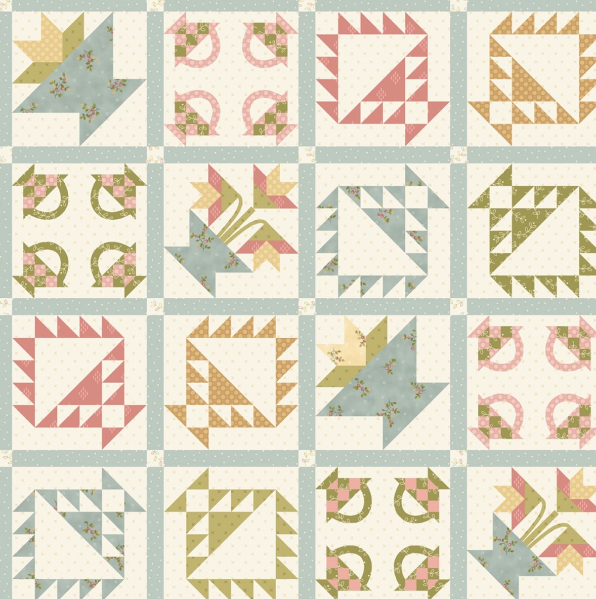 Blue Patchwork 4x4 inch Blocks