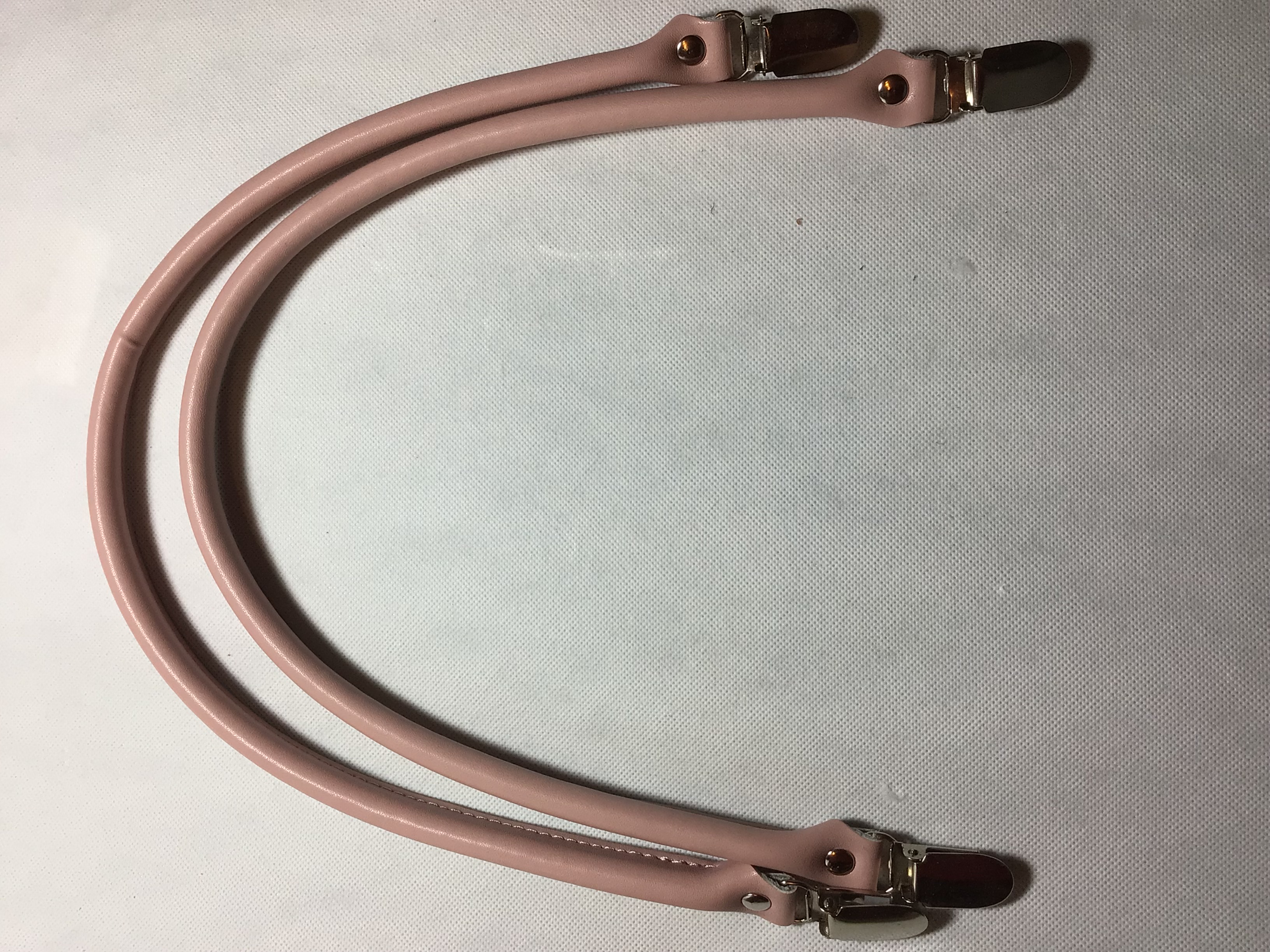 Taschengriffe aus Leder mit Clips in Rosa