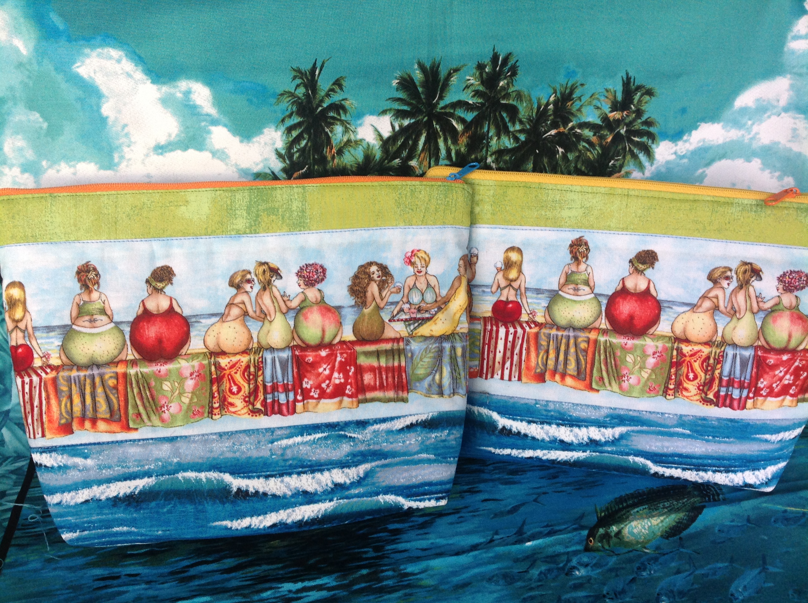 Stoff mit Frauenmotiv, Kosmetik Taschen Fruit  Ladies