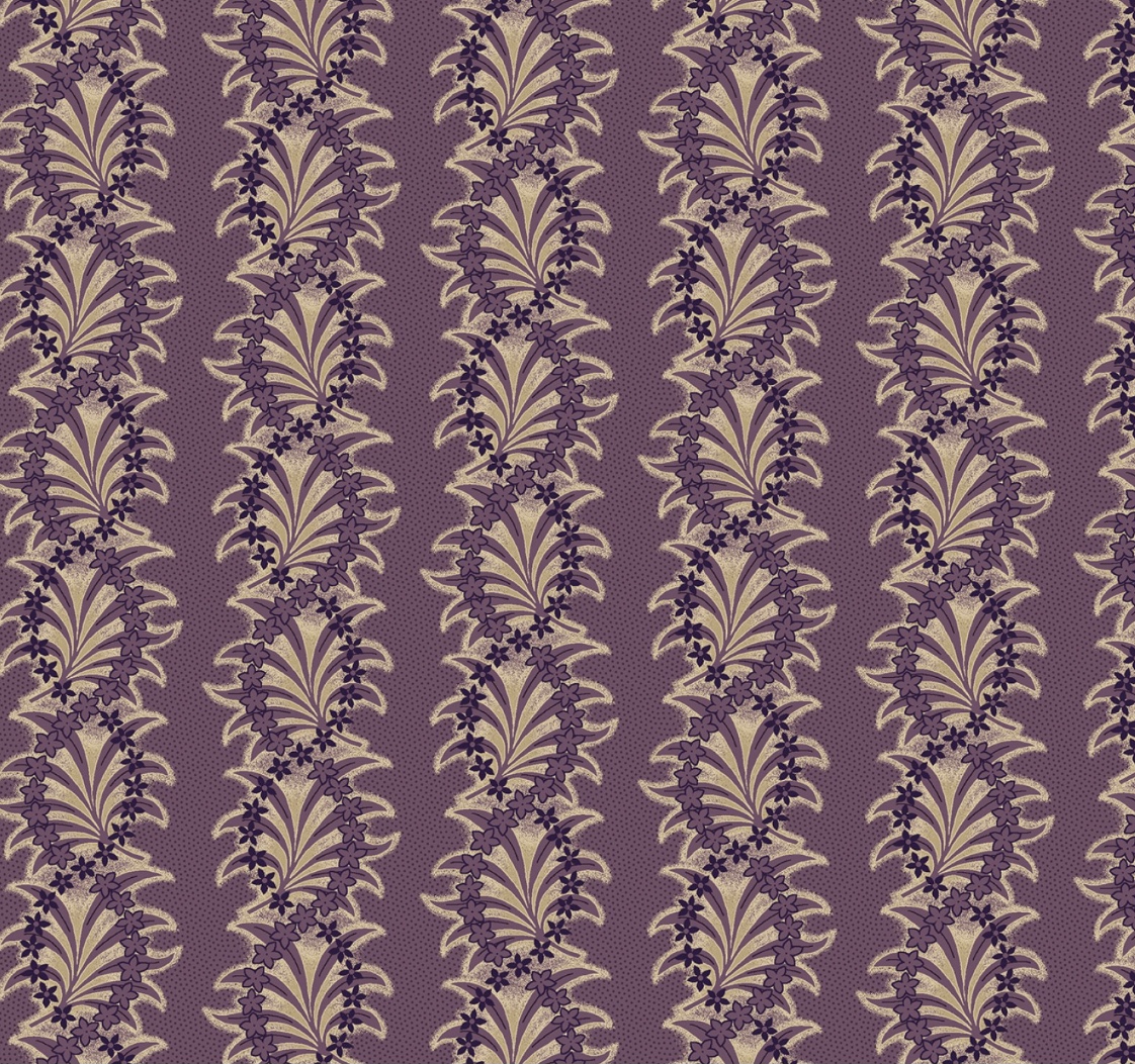 I love Purple, Stoff mit Ranken in Beige