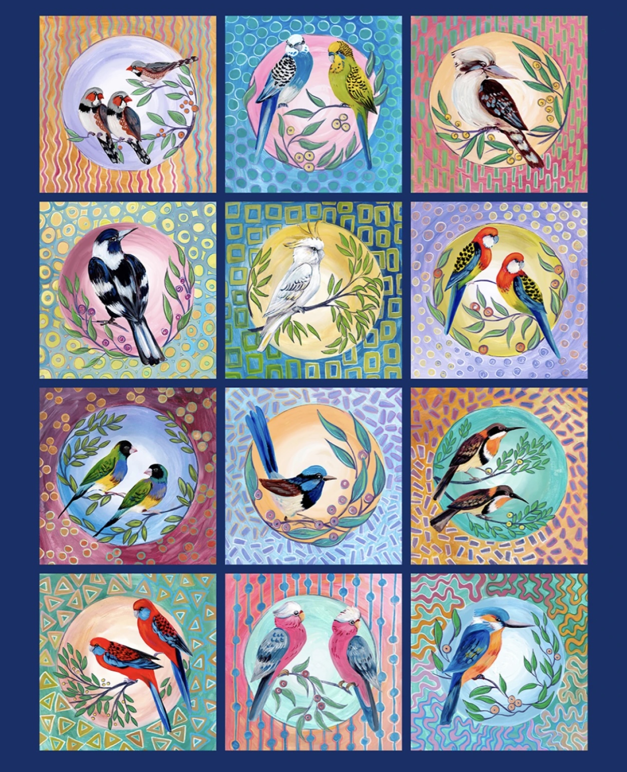Bird Blocks / Panel 95 x 110 cm