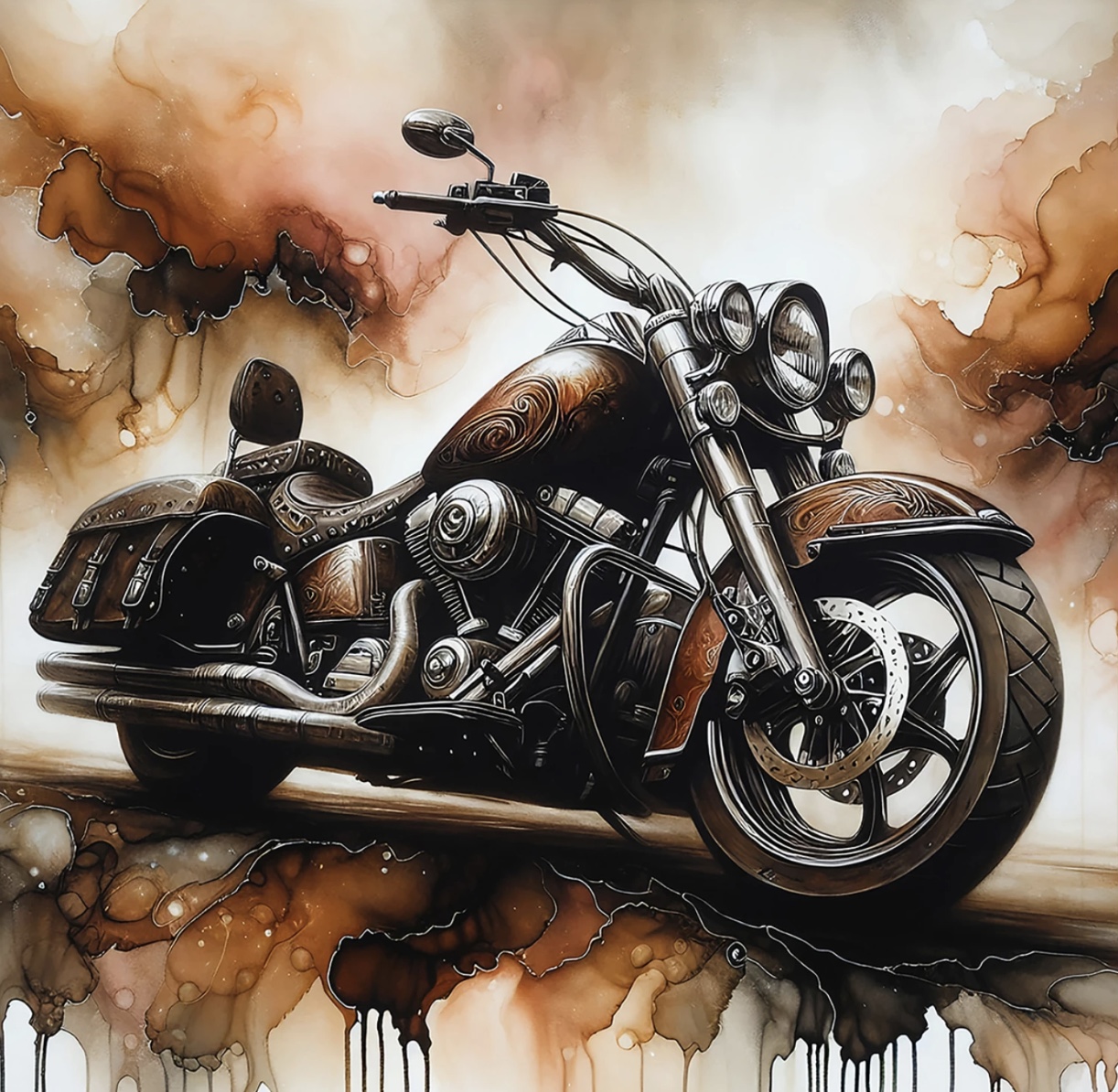 Bad Motorcycle  / Panel 16,5 x 16,5 inch