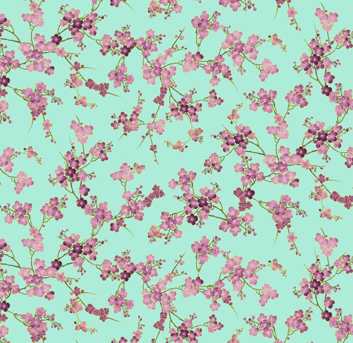 Shizuka Japanese Cherry Blossoms-Aqua