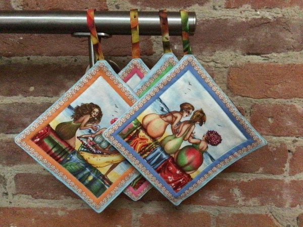 4 Topflappen Fruit Ladies / Materialpackung